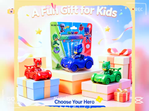 Masked Hero Pull Back Car 3‑Color Mini Vehicle Playset Interactive Toddler Car Toy for Kids