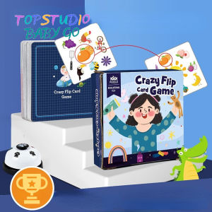 Topstudio Babygo Kids Baby Educational Toy Cartoon Matching Card with Bell Animal Fruit Life Brain Training Crazy Flip Card Game Children Toys
