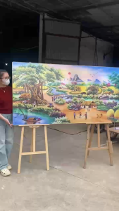 Tranh Đồng Quê - Làng Quê Việt Nam/ Tranh Treo Phòng Khách/ Tranh Tráng Gương Cao Cấp
