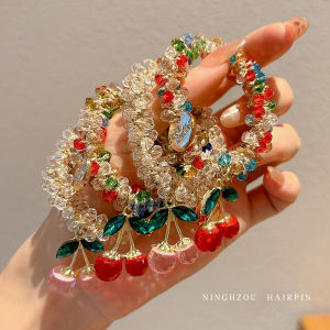 NING ZHOU | Colorful Crystal Cherry Headband & Bracelet