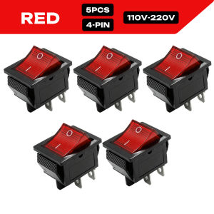 FILN 5PCS 15A Rocker Switch 12V-24V 110V-220V 4Pin ON-OFF LED Illuminated Toggle Switch for Home Appliances Machine Chainsaw