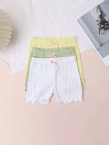 3 Pcs Girls Striped Shorts with Small Bow Decorations Soft and Breathable Safety Pants Suitable for Girls Daily Wear in Summer