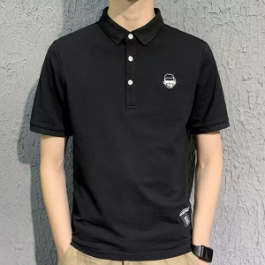 Slim Fit Polo Shirt Short Sleeve Mens Summer Trendy Brand Turn-down Collar T-shirt Half Sleeve Fashionable Casual Business Top