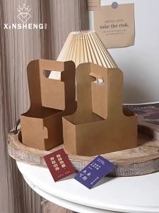 Coffee Flower Box for To-Go Beverage and Floral Arrangement Handheld Gift Packing