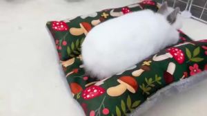 Rabbit Bed Thickened Soft Bunny Concave Bed Cuddle Cushion Plush Mat with Cotton Lounger Pillows Small Pet Flop Mat for Sleeping