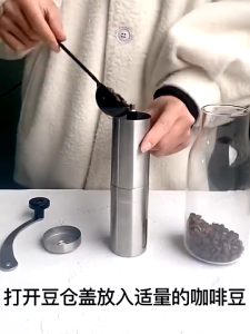 JS SHOP Manual Coffee Bean Grinder Portable Stainless Steel Coffee Bean Hand Crank Tools Adjustable