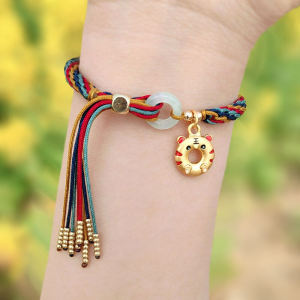 Colorful Rope Gold Beads Handwoven Red Rope Bracelet DIY Material Kit for Dragon Boat Festival Ethnic Style Fashion Jewelry