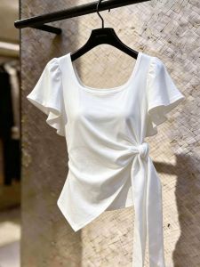 NUMEN BUTTON | Large Size Slimming Waist-Tie Shirt