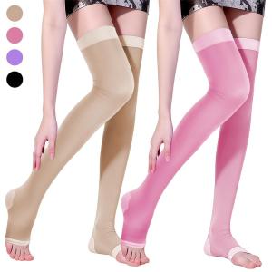1Pair Women Beauty Slim Leg Compression Socks Ultra-Thin Sleep Fat Burning Stockings for Sports Yoga Running Travel Flight