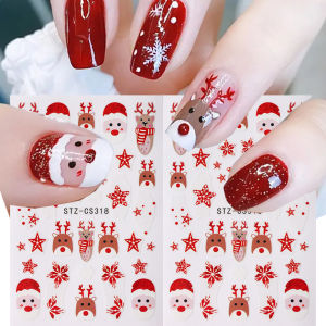 Christmas Santa Claus Elk Nail Art Stickers 3D Snowflake New Year Cartoon Nail Decor Decals Xmas Adhesive Manicure Sliders