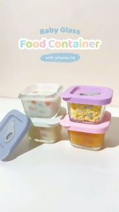 Little Dimple 160ml Glass Food Container with Silicone Lid Wadah Makanan Kaca di Kulkas Freezer