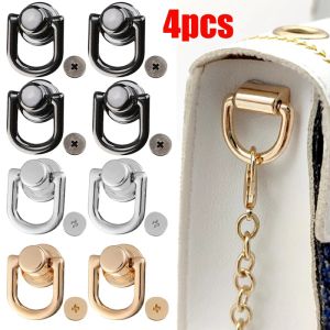 4Pcs D-shaped Ring Bag Side Clip Buckles Metal Double Buckle DIY Handbag Chain Handles Connector Bag Strap Hardware Accessories