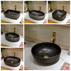 European Oval Ceramic Table Basin Outdoor Retro Wash Basin Art Washbasin Bathroom Black Single Basin For Home