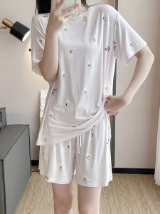 Cartoon Modal Womens Sleepwear Short Sleeve round Neck Home Clothes Set Summer Skin-friendly Comfortable Breathable Nightgown