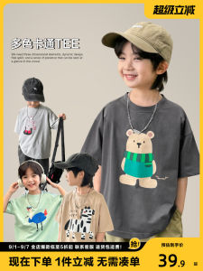 Boys Short Sleeve T-Shirt Pure Cotton Summer Wear Half Sleeve Big Kids Clothes Casual Style Cartoon Print Breathable Material