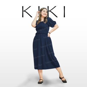 Kiki Dress Gaun Gereja Natal Maroon Sabrina Murah Baju Wanita Midi Casual Korean Style Premium Polos