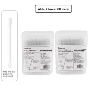 Disposable Double-Headed Spiral Earwax Removal Cotton Swabs Ear Cleaning Stick Black Cotton Balls Ear Digging Spoon Cotton Swabs