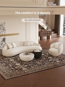 French Style Chinese Style Cashmere Sofa Living Room Small Apartment Shaped Beauty Salon Cream Style Sofa Rest Area Reception