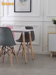 HT เก้าอี้ สไตล์โมเดิร์น ที่นั่งพลาสติก เก้าอี้มินิมอล เก้าอี้ทำงาน เก้าอี้โต๊ะคอมพิวเตอร์ าอี้ออฟฟิศ สวยทันสมัย ขาไม้สีบีช