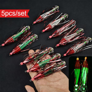 5pcs Glow Squid Jig Hook Squid Umbrella Hook Shrimp Fishing Lures Saltwater Cuttlefish Fishing Accessories Octopus Lures
