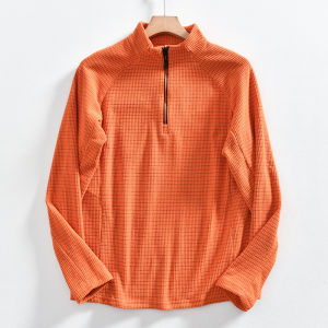 Heavy Weight Main Push! Outdoor Fierce Goods! Square Suede! Autumn Men Stand Collar Half Zip Bottoming Long Sleeve T-shirt