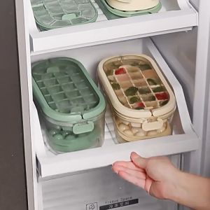 [4 IN 1] Encora Ice Cube Making And Storage Box Plastic Ice Cube Mould Ketul Dulang Ais 制冰盒 Ice Tray Bekas Ais