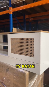 FREE INSTALLATION 🌟Kenzzo: Rattan Texture TV Cabinet/ TV Console/ Media Storage/ Modern Rak TV/ Almari TV (5ft/6ft)