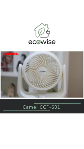 EcoWise Camel CCF-601 Air Circulator Fan 6 Inch Compact Desktop Fan 50W Adjustable Tilt Oscillating Energy Efficient (White)