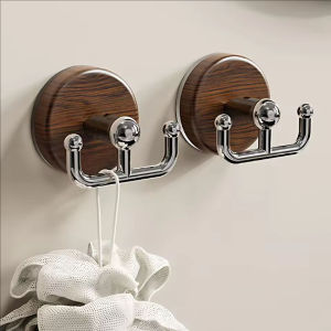 YESPERY 4ชิ้นลายไม้ตะขอถ้วยดูดไม่มีการเจาะตะขอห้องครัวที่แขวนที่แขวนผ้าขนหนูในห้องน้ำงานหนัก