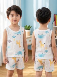 JIAOJIAOBAOBEI | Lightweight Sleeveless Baby Sleepwear Set Cotton