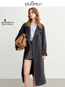 DUSHU | Plus Size Casual Double Breasted Trench Coat