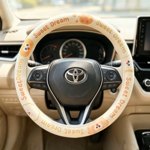 Genuine leather All-season Cartoon Cheese Biscuit Car Steering Wheel Non-slip And Sweat-absorbing.