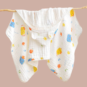 Pure Cotton Muslin Baby Bath Towel Coat with Hat Wearable Childrens Bath Robe Soft Newborn Baby Wrap Blanket Infant Supplies