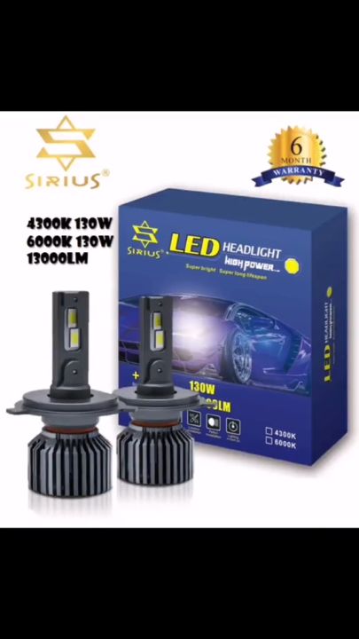 Sirius 130w Super Bright Car LED Headlight Headlamp H1 H4 H7 H8 9005 HB3  9006 HB4 D2S D4S High Power 4300k