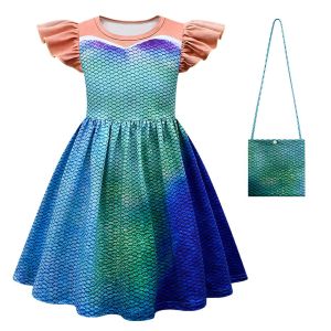 {Sweet Baby} Kids Girls Mermaid Dresses Cartoon Dress Kid Baby Girl Skirt Birthday Costume 1-7 Years For 3 4 5 6 7 9 10 yrs