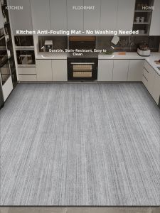 Kitchen Mat Non-Slip Waterproof Oil-Resistant Leather Carpet PVC Floor Doormat Easy Clean Home Use Modern Simple Style Square