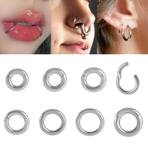 1/2PCS Large Size Hoop Earring Stainless Steel Ear Gauges Plugs Septum Clicker Segment Hinged Nose Rings Body Piercing Jewelry