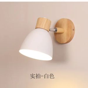 JOYINLED 6 Color Steering Head E27 Wooden Nordic Wall Lamps Modern Macaroon Wall Sconces for Bedroom Living Room Home Lighting