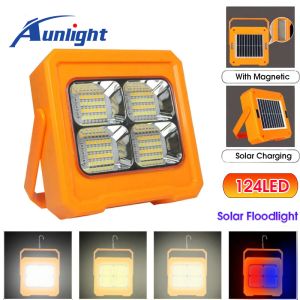 Aunlight Solar Emergency Light 124 LEDs 6000mAh Light Power Bank Solar & USB Charge Light Waterproof Outdoor Floodlight Camping Lamp