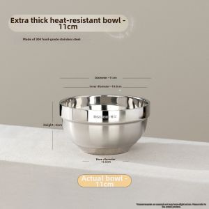 Stainless Steel 304 Food Grade Insulated Double-Layer Heat-Resistant Bowl