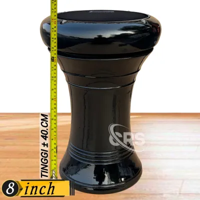 Dumbuk Darbuka Kayu 6 / 8 inch Hitam Glos Polos