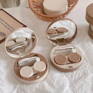 Contact Lens Case Cute Portable Contact Lens Box Kit with Mirror & Remover Tool Contact Lens Container Soak Storage Kit