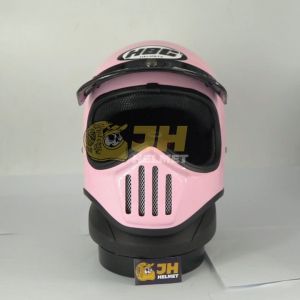Helm Cakil HBC Polos Pink Glossy + FREE GOGGLE | Helm Retro | Helm Full Face | Jual Helm