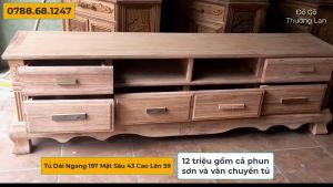Tủ tivi - 6 ngăn kéo gỗ hương đá  kích tủ dài197x43x59 mẫu mặt phẳng kệ kê