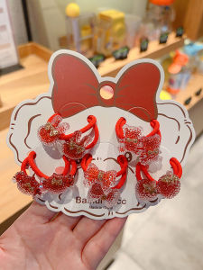High Elasticity Red New Year Hair Ties for Girls Non-Damaging Cartoon Hair Bands Little Girl Hair Accessories Cute Style