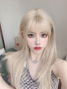 【Miss Wiggy】Super Soft 60CM Wig Hair Extension For Women Blonde Long Straight Hair Natural MW2186