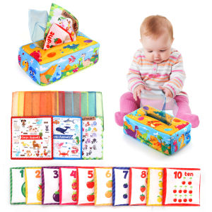 Baby Tissue Box Colorful Soft Sensory Toy For Toddler Finger Exercise Pumping Silk Scarf Gifts 0-18M Montessori Educational Toys