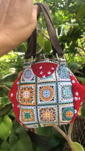 กระเป๋าผ้าแฮนด์เมค เย็บมือควิสท์มือไตล์ญี่ปุ่น ใบเล็กน่ารักใช้ผ้าคอสตอน