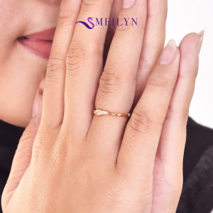 MEILYN Cincin Perhiasan Wanita Motif Permata Ulir 2 Susun Lapis Emas 0221250224