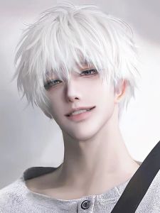Mens Short Hair Wig Natural Anime Stylish Korean Version Cosplay Five Lines Understandable Full Head Cover Daily Use